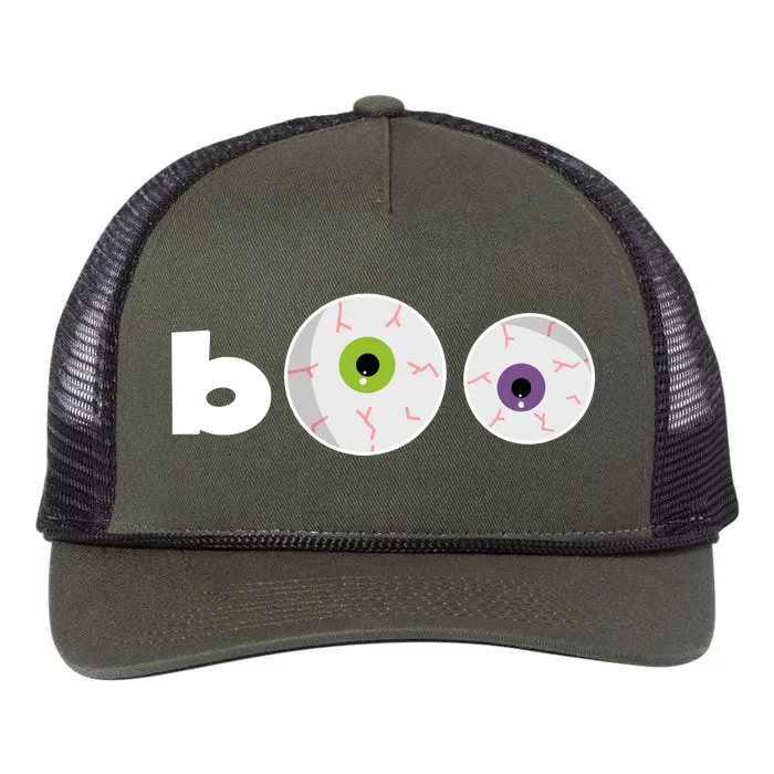 Halloween Scary Boo Eyes Retro Rope Trucker Hat Cap