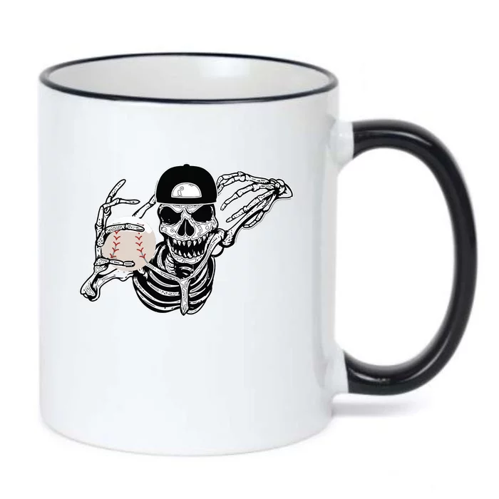 Halloween Skeleton Baseball Player Skull Hands Black Color Changing Mug