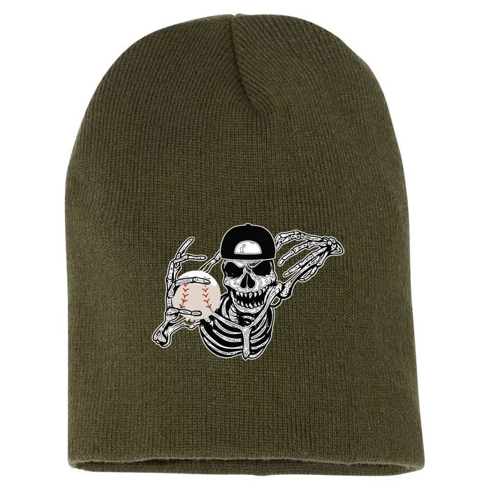 Halloween Skeleton Baseball Player Skull Hands Short Acrylic Beanie