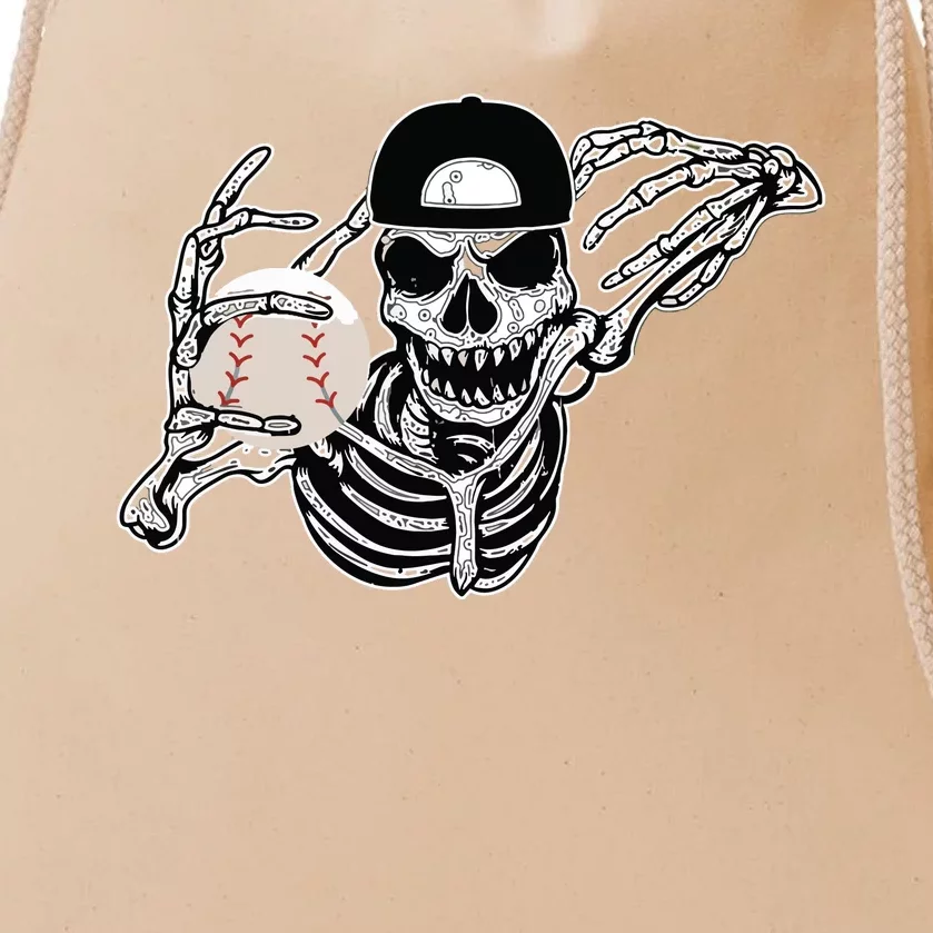 Halloween Skeleton Baseball Player Skull Hands Drawstring Bag