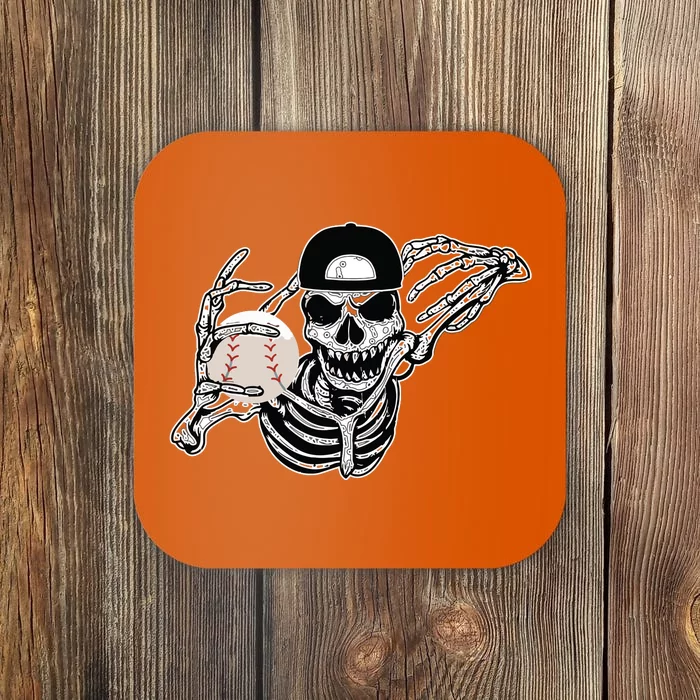 Halloween Skeleton Baseball Player Skull Hands Coaster