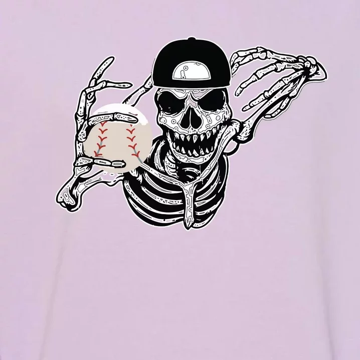 Halloween Skeleton Baseball Player Skull Hands Garment-Dyed Sweatshirt