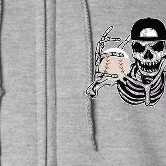 Halloween Skeleton Baseball Player Skull Hands Full Zip Hoodie