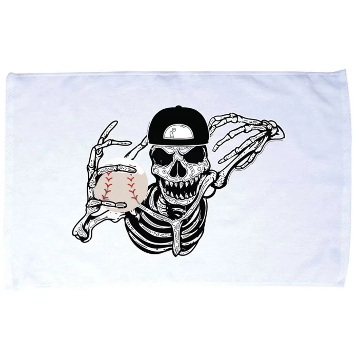 Halloween Skeleton Baseball Player Skull Hands Microfiber Hand Towel