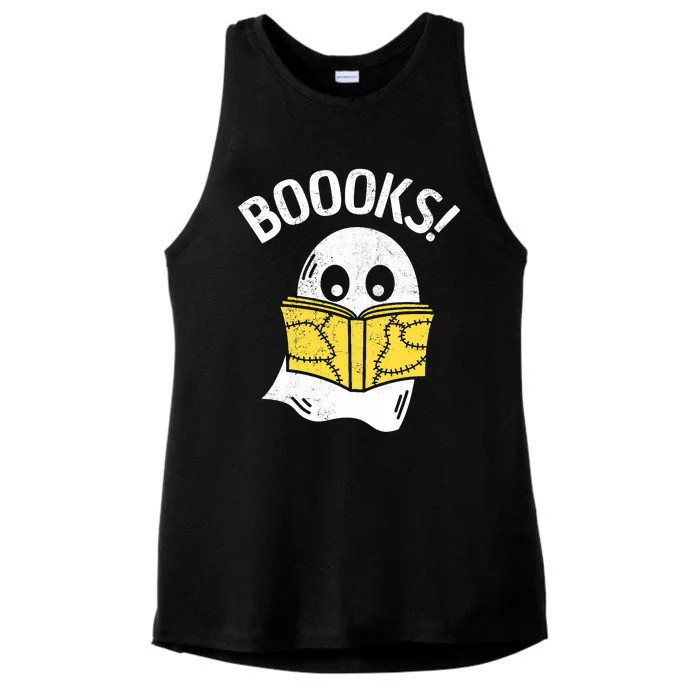 Halloween Saying Boooks Bookworm Ghost Librarian Ladies Tri-Blend Wicking Tank