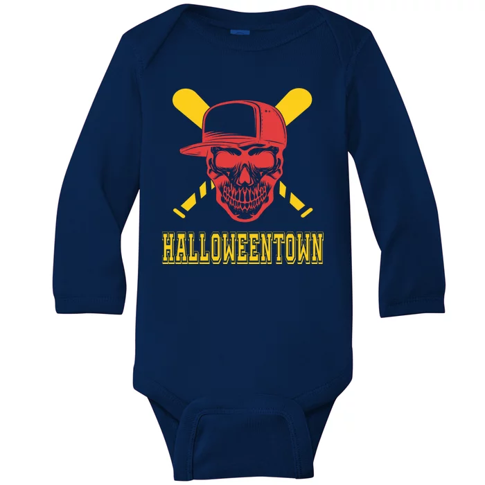 Halloweentown Skeleton Baseball Baby Long Sleeve Bodysuit