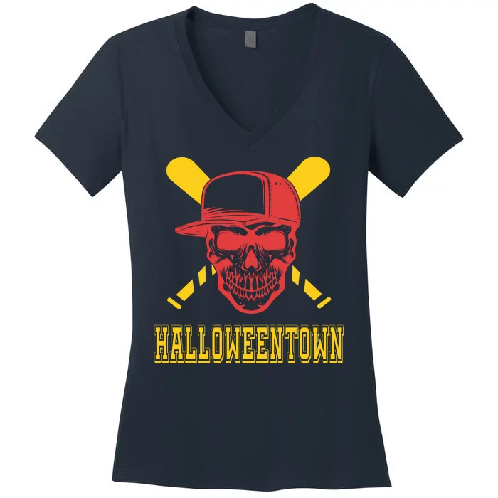 Halloweentown Skeleton Baseball Women's V-Neck T-Shirt