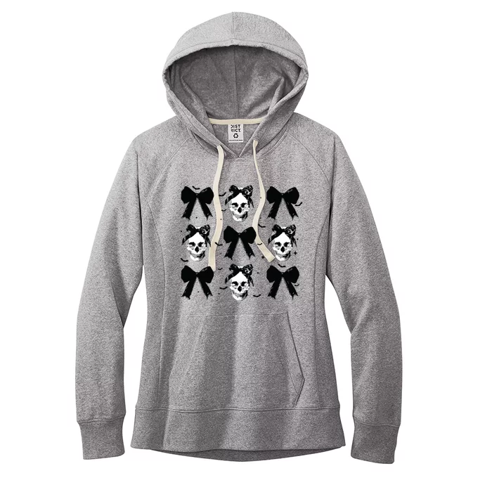 Halloween Skull Black Bow Retro Halloween Women's Fleece Hoodie