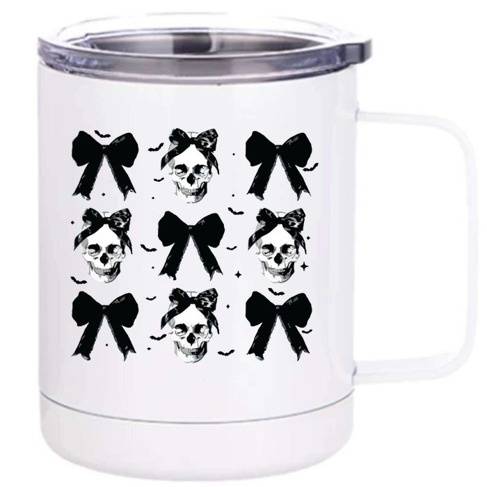 Halloween Skull Black Bow Retro Halloween Front & Back 12oz Stainless Steel Tumbler Cup