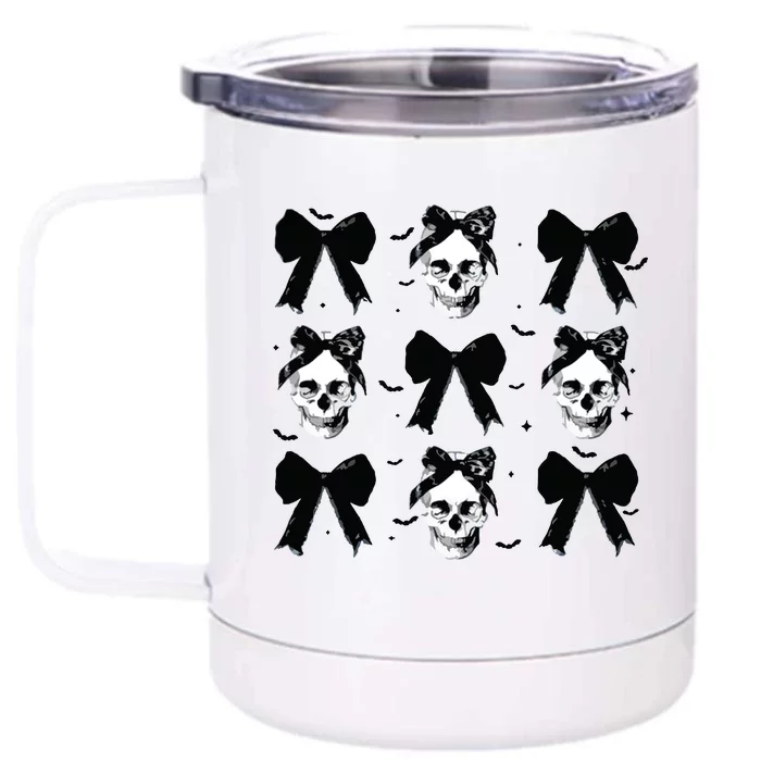 Halloween Skull Black Bow Retro Halloween Front & Back 12oz Stainless Steel Tumbler Cup