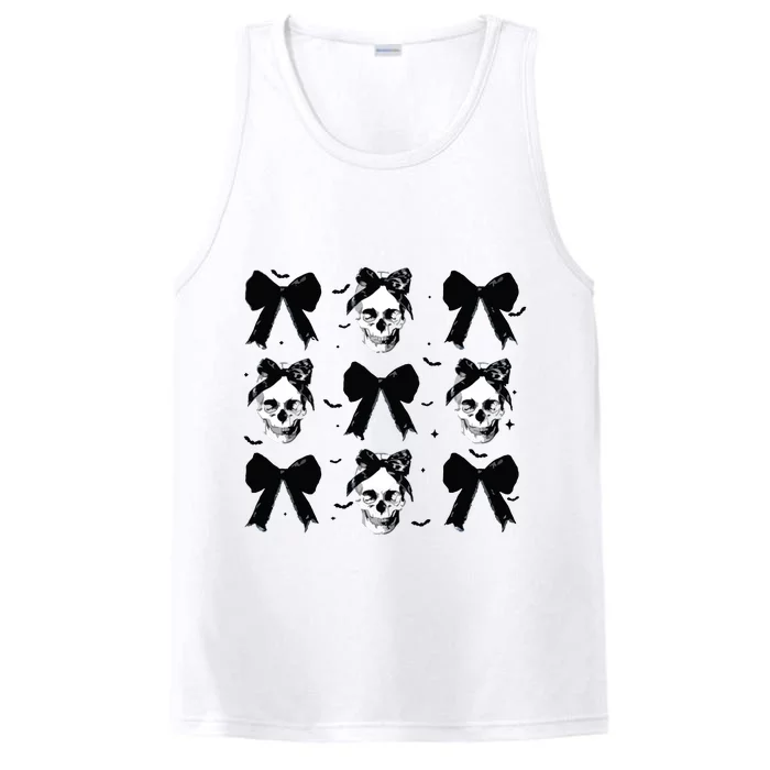 Halloween Skull Black Bow Retro Halloween Performance Tank