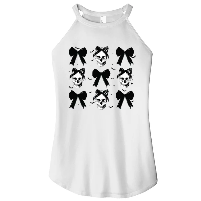 Halloween Skull Black Bow Retro Halloween Women’s Perfect Tri Rocker Tank