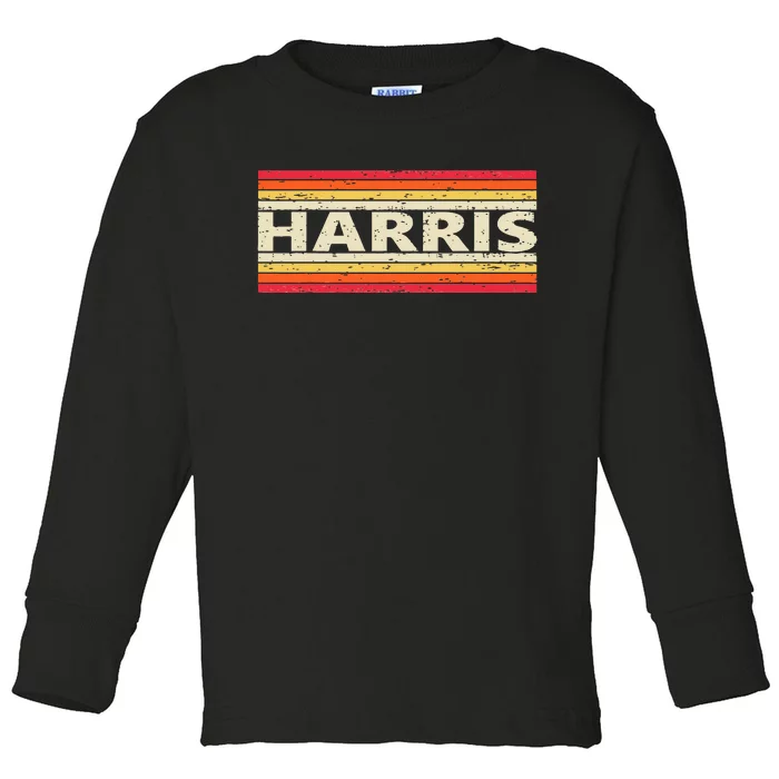 Harris Surname Birthday Family Reunion 80s 90s Sunset Toddler Long Sleeve Shirt