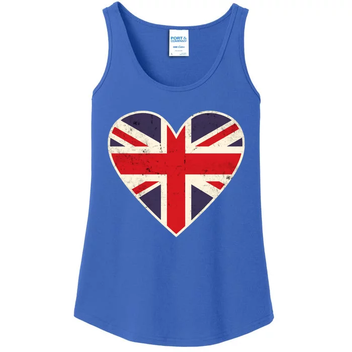 Heart Shaped British Union Jack Flag Cool Gift Ladies Essential Tank