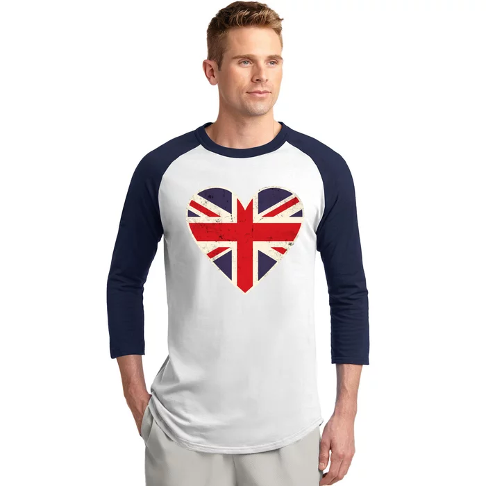 Heart Shaped British Union Jack Flag Cool Gift Baseball Sleeve Shirt