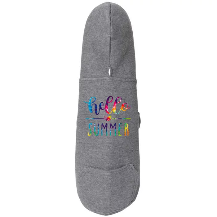 Hello Summer Colorful Rainbow Doggie 3-End Fleece Hoodie