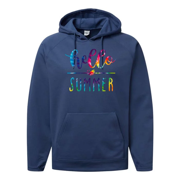 Hello Summer Colorful Rainbow Performance Fleece Hoodie