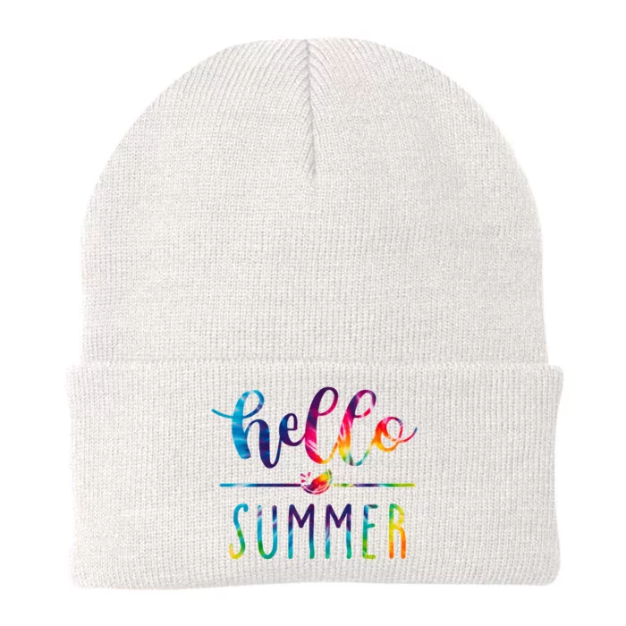 Hello Summer Colorful Rainbow Knit Cap Winter Beanie