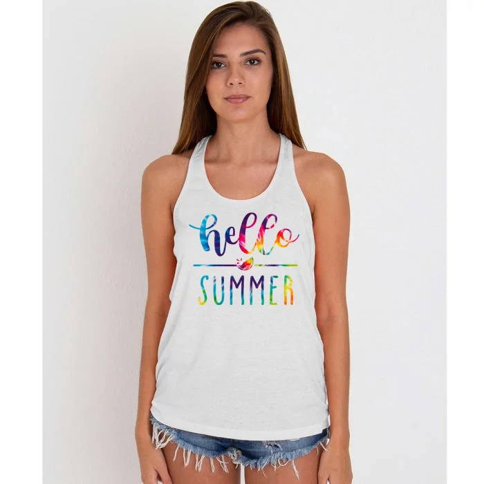 Hello Summer Colorful Rainbow Women's Knotted Racerback Tank