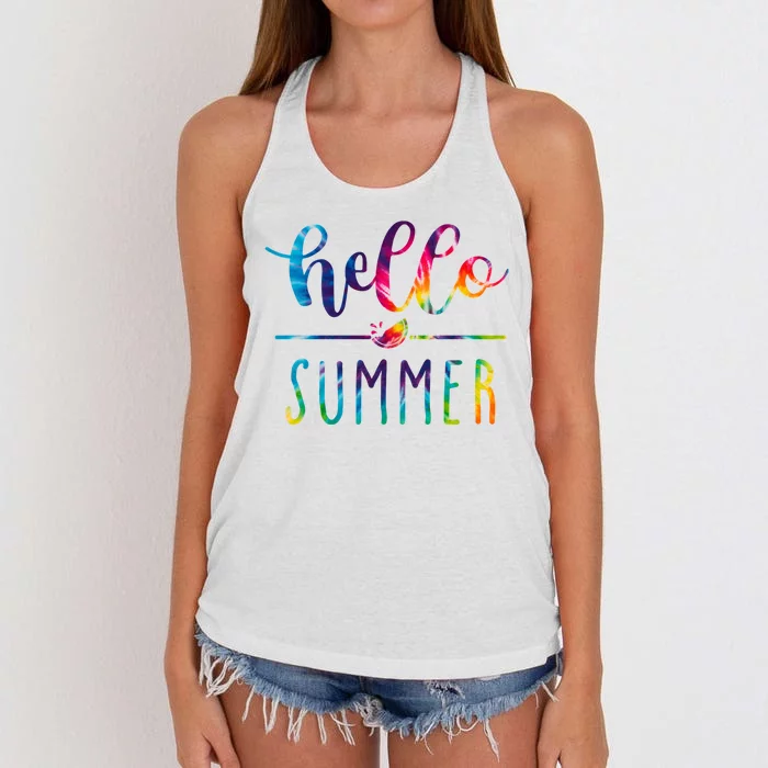 Hello Summer Colorful Rainbow Women's Knotted Racerback Tank