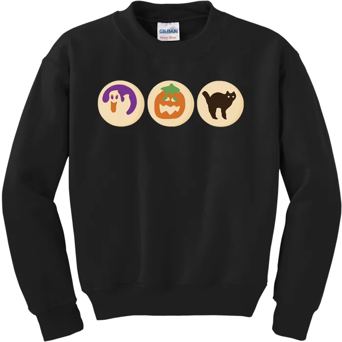 Halloween Sugar Cookie Spooky Season Cat Pumpkin Boo Ghost Kids Sweatshirt