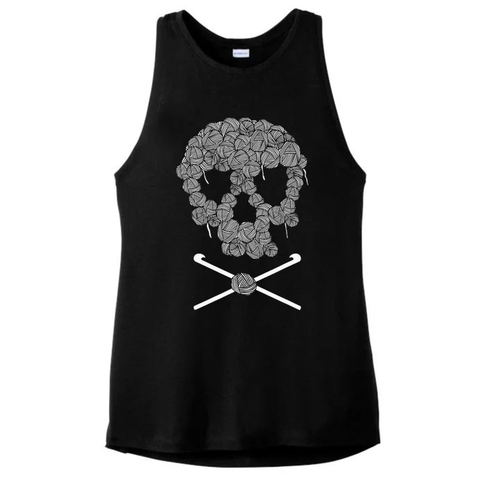 Halloweeen Skull Crochet Lovers Yarn Funny Skeleton Gift Ladies Tri-Blend Wicking Tank