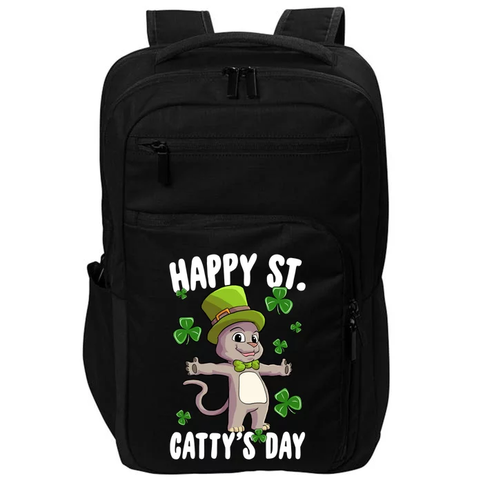 Happy Saint Catty's Day St Patricks Day Irish Cat Leprechaun Gift Impact Tech Backpack