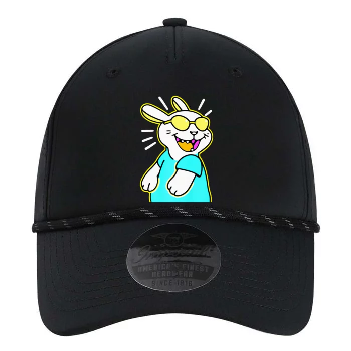 Happy Smiling Cartoon Easter Bunny With Yellow Glasses Performance The Dyno Cap