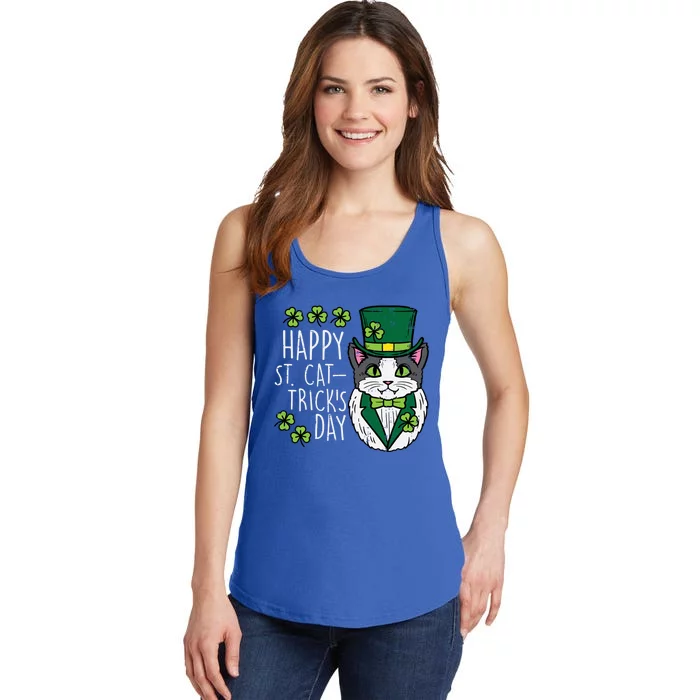 Happy St Cat Tricks Patricks Day Funny Pet Gift Ladies Essential Tank