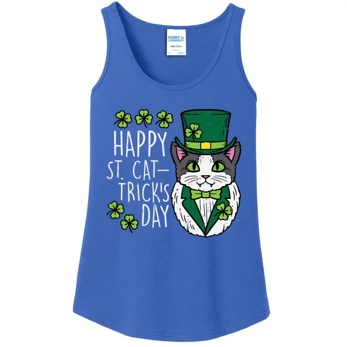 Happy St Cat Tricks Patricks Day Funny Pet Gift Ladies Essential Tank