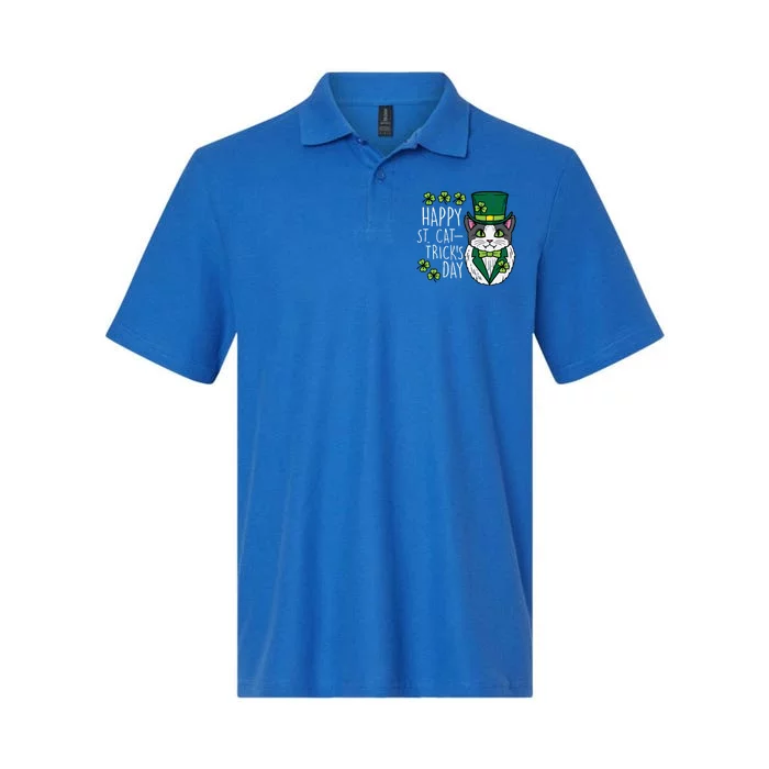 Happy St Cat Tricks Patricks Day Funny Pet Gift Softstyle Adult Sport Polo