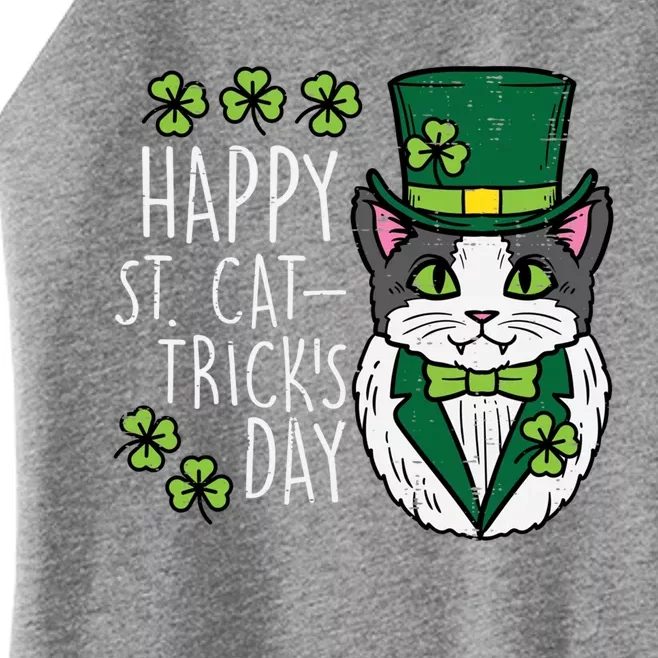 Happy St Cat Tricks Patricks Day Funny Pet Gift Women’s Perfect Tri Rocker Tank