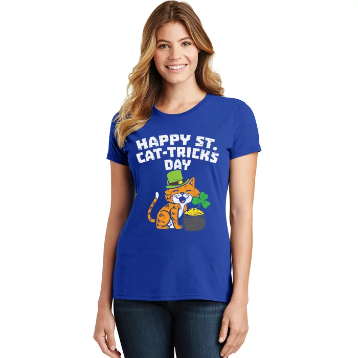 Happy St Catgifttricks Day Cat Saint Paddys St Patricks Day Gift Women's T-Shirt