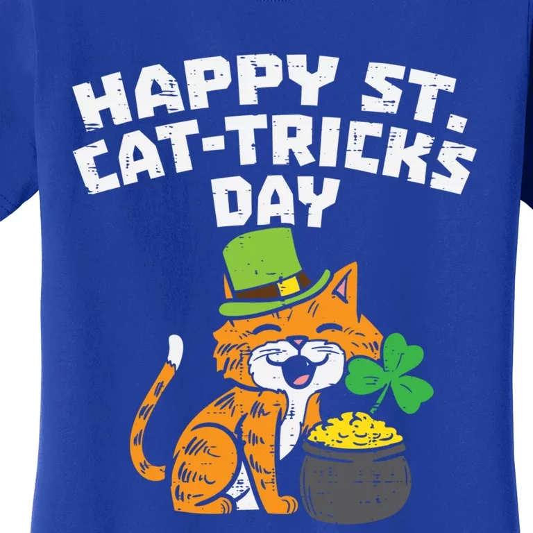 Happy St Catgifttricks Day Cat Saint Paddys St Patricks Day Gift Women's T-Shirt