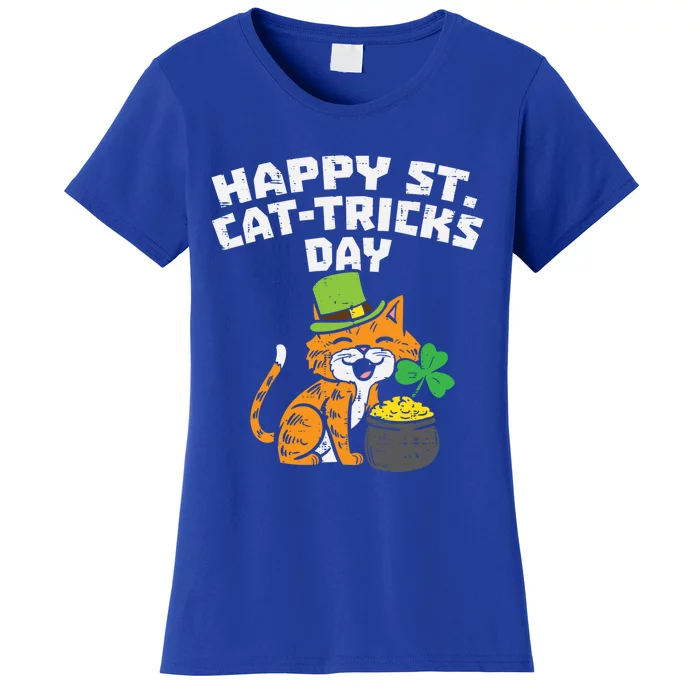 Happy St Catgifttricks Day Cat Saint Paddys St Patricks Day Gift Women's T-Shirt