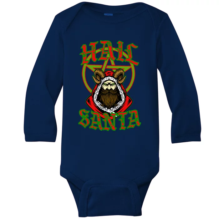 Hail Santa Christmas Funny Santa Rock Metal Lovers Gift Baby Long Sleeve Bodysuit