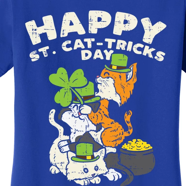 Happy St Catgifttricks Day Cats Saint Paddys St Patricks Day Gift Women's T-Shirt