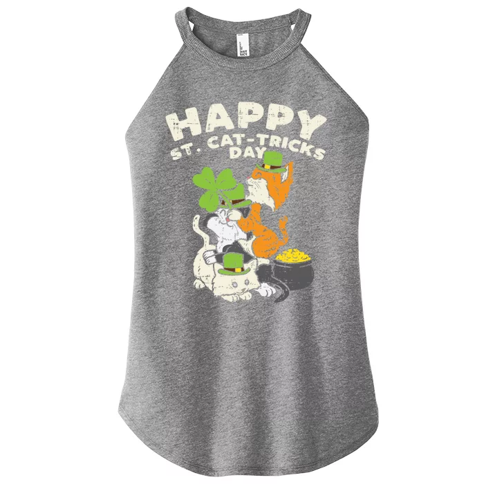 Happy St Catgifttricks Day Cats Saint Paddys St Patricks Day Gift Women’s Perfect Tri Rocker Tank