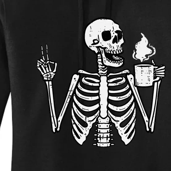 Halloween Skeleton Coffee Peace Funny Costume Women's Pullover Hoodie