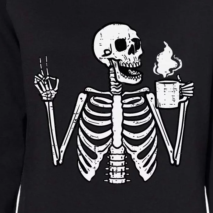 Halloween Skeleton Coffee Peace Funny Costume Womens California Wash Sweatshirt