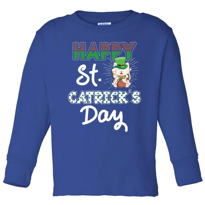 Happy St Catrick's Day Saint Patrick's Adorable Kitty Lover Cute Gift Toddler Long Sleeve Shirt