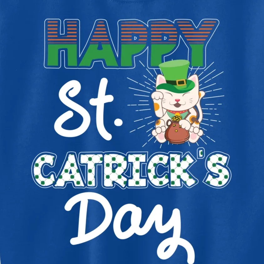 Happy St Catrick's Day Saint Patrick's Adorable Kitty Lover Cute Gift Kids Sweatshirt