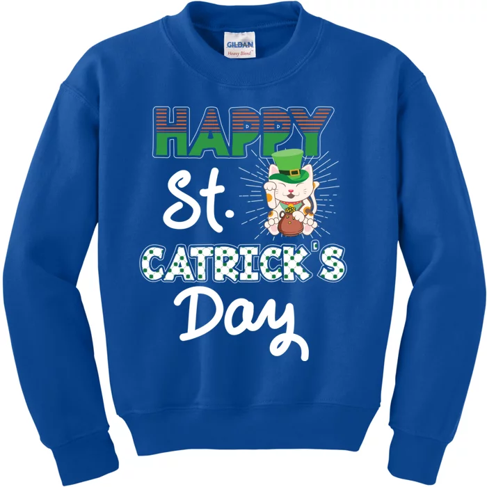 Happy St Catrick's Day Saint Patrick's Adorable Kitty Lover Cute Gift Kids Sweatshirt