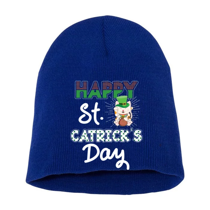 Happy St Catrick's Day Saint Patrick's Adorable Kitty Lover Cute Gift Short Acrylic Beanie