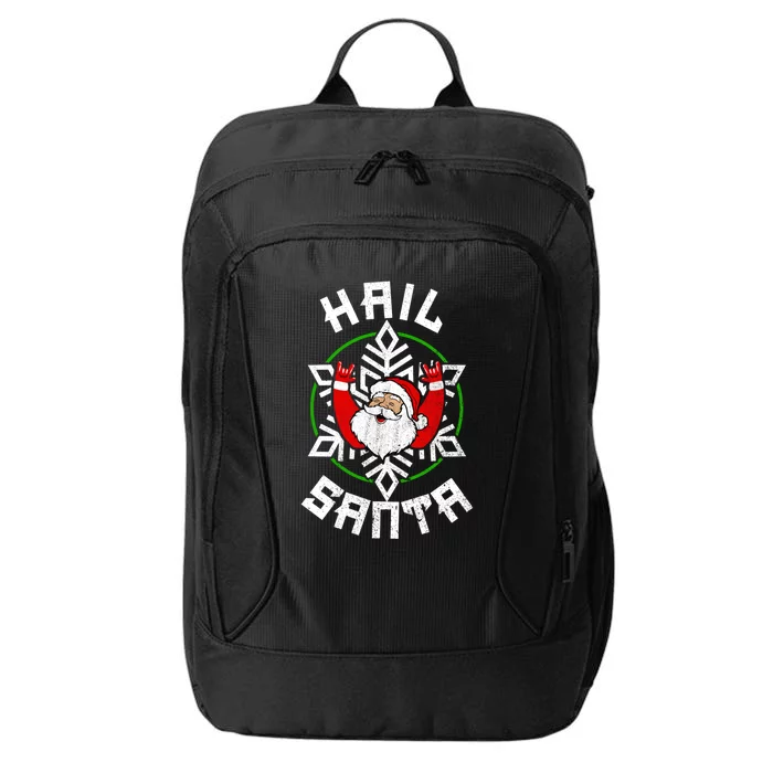 Hail Santa Christmas Funny Sleigher Rock And Roll Heavy Metal Gift City Backpack