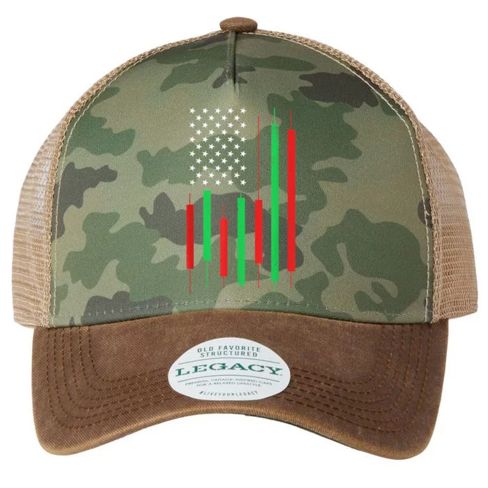 HODLn Stock Chart American Flag Funny Stock Trader Legacy Tie Dye Trucker Hat