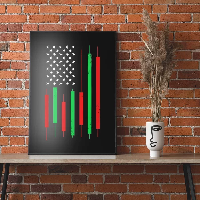 HODLn Stock Chart American Flag Funny Stock Trader Poster