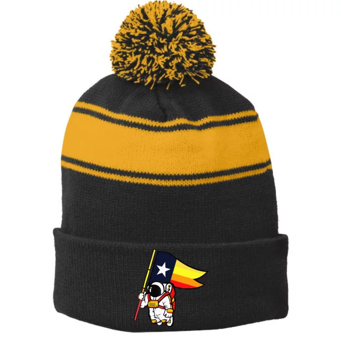 Houston Space City Astronaut Stripe Pom Pom Beanie