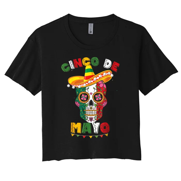 Happy Skull Cinco De Mayo For Cinco De Mayo Fiesta Women's Crop Top Tee