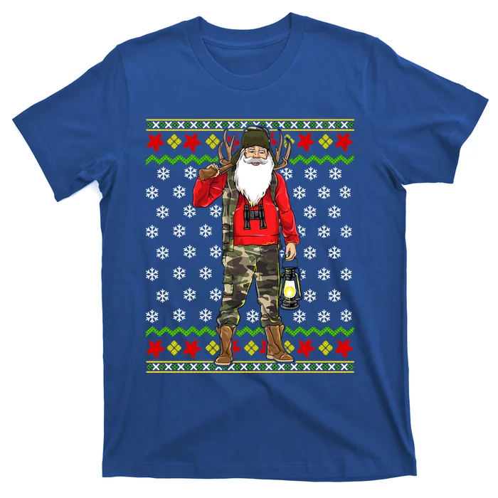 Hunter Santa Claus Hunting Ugly Christmas Sweater Pattern Gift T-Shirt